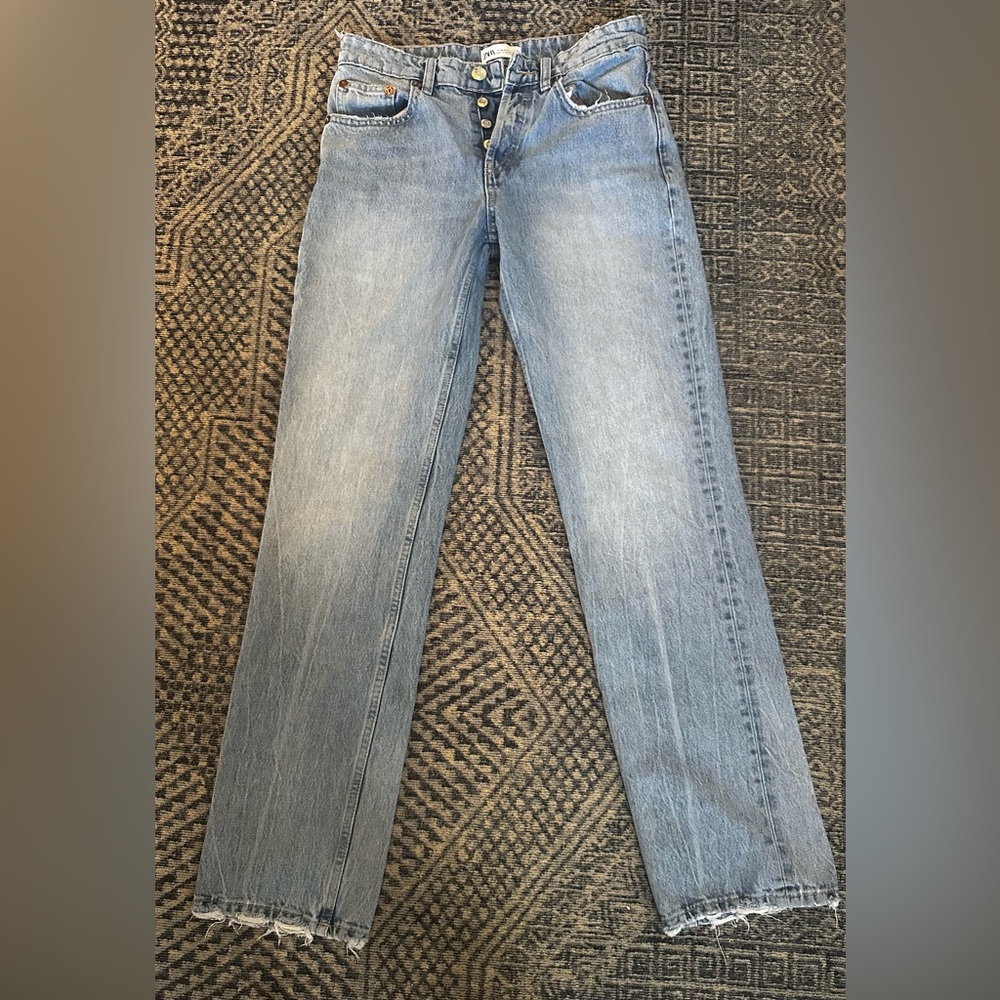 Zara straight leg blue jeans